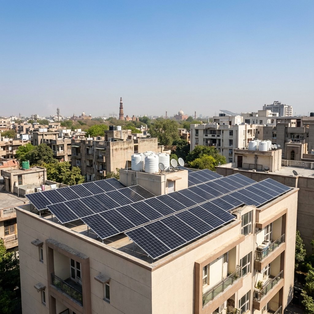 Solar Panels on Delhi Rooftop
